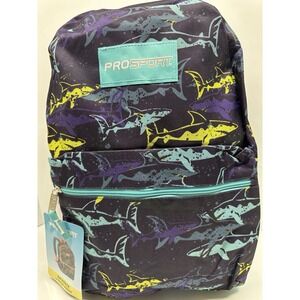 Prosport Backpack School Book Bag Shark Themed Navy Blue Ocean Fish New 16" Kids